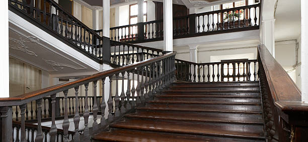 istock Staircase and banister in old castle 174545081