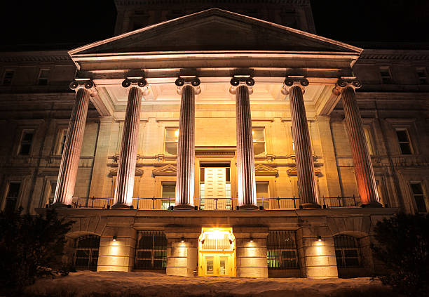 istock Illuminated Majestic Financial Building at Night 174546126
