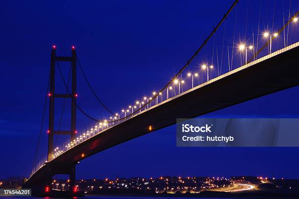 Humber Bridge At Night Stock Photo - Download Image Now - Humber Bridge, Night, Blue