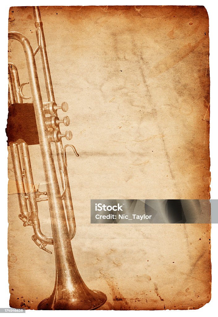 Grunge Trompete Papier XXXL - Lizenzfrei Altertümlich Stock-Foto