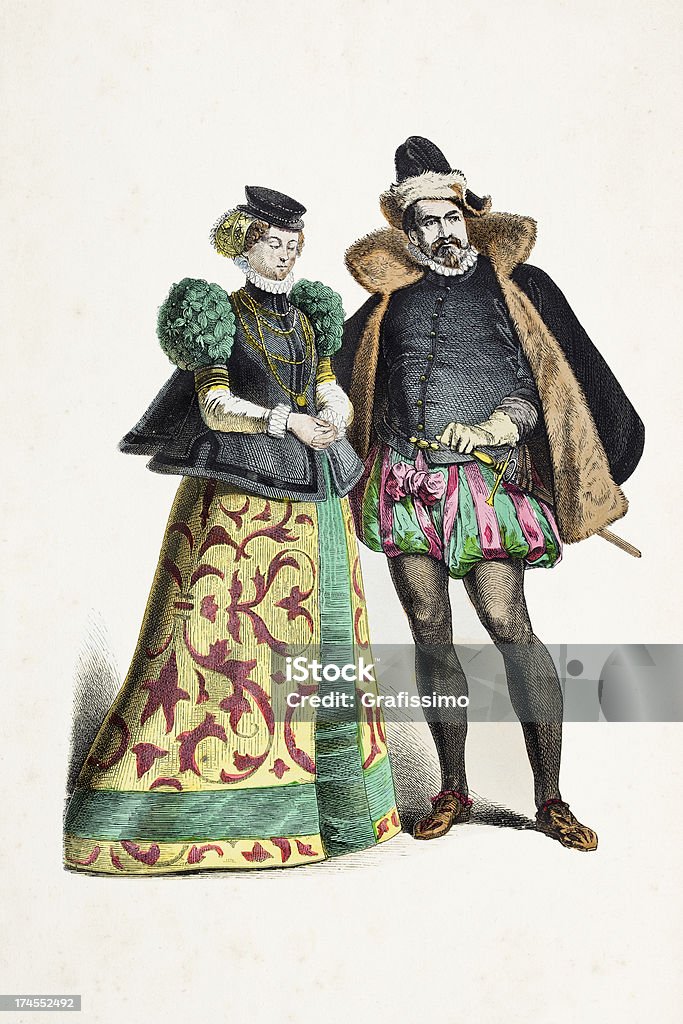 German dois Palatinado em roupa tradicional do século XIV - Ilustração de Acessório de Vestuário Histórico royalty-free