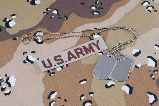 US ARMY desert uniform with dog tags