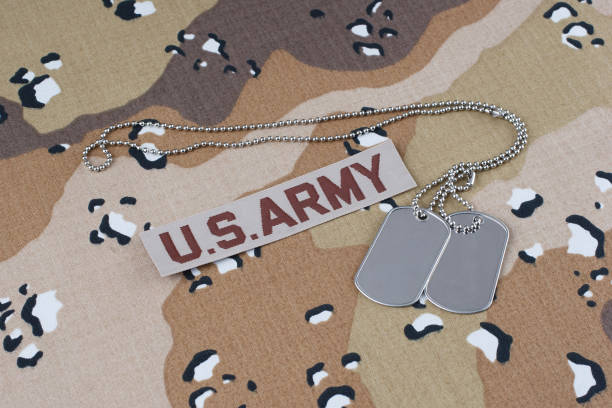 US ARMY uniform with dog tags US ARMY desert uniform with dog tags 1991 stock pictures, royalty-free photos & images