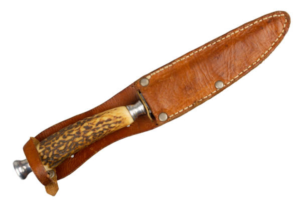 istock Vintage hunting knife with leather holster 1745536442