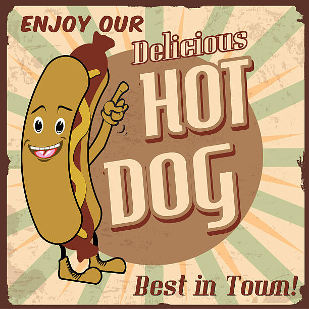 hot-dog-poster - weenies stock-grafiken, -clipart, -cartoons und -symbole