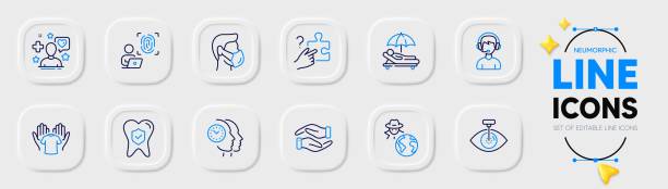 symbole für patienten, suchrätsel und zahnversicherungen für die web-app. piktogramm-symbol. vektor - insurance symbol computer icon travel stock-grafiken, -clipart, -cartoons und -symbole