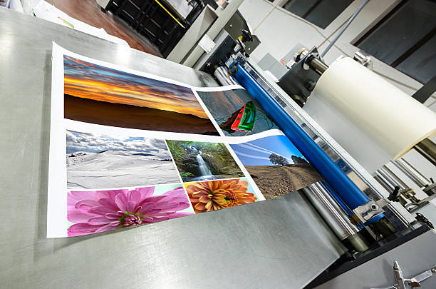 Foil roll laminator machine offset machine roll foil laminator printout stock pictures, royalty-free photos & images