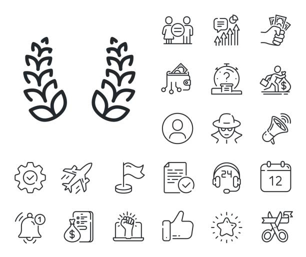 Laurel wreath line icon. Reward sign. Salaryman, gender equality and alert bell. Vector Reward symbol. Salaryman, gender equality and alert bell outline icons. Laurel wreath line icon. Winner award sign. Laurel wreath line sign. Spy or profile placeholder icon. Vector laureate stock illustrations