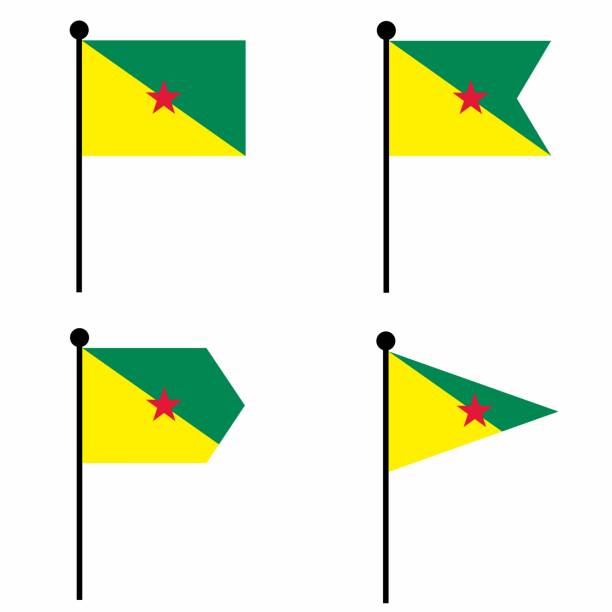 istock French Guiana waving flag icon set in 4 shape versions. 1745627295