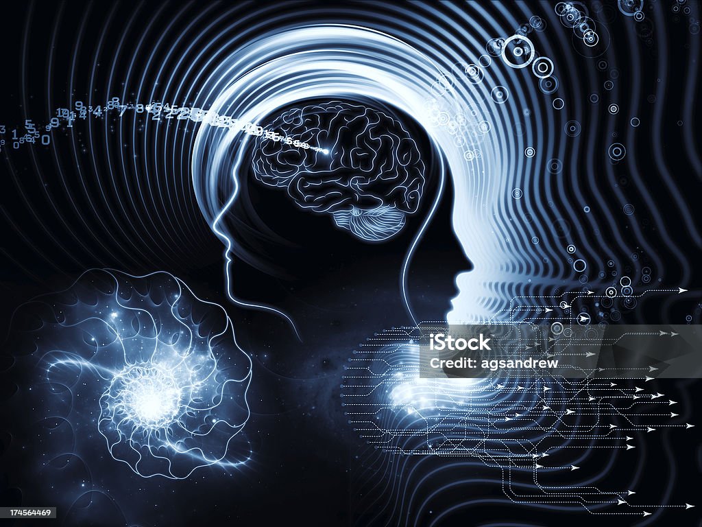 Elements of Human Mind Backdrop of  human feature lines and symbolic elements to complement your design on the subject of human mind, consciousness, imagination, science and creativity Abstract Stock Photo