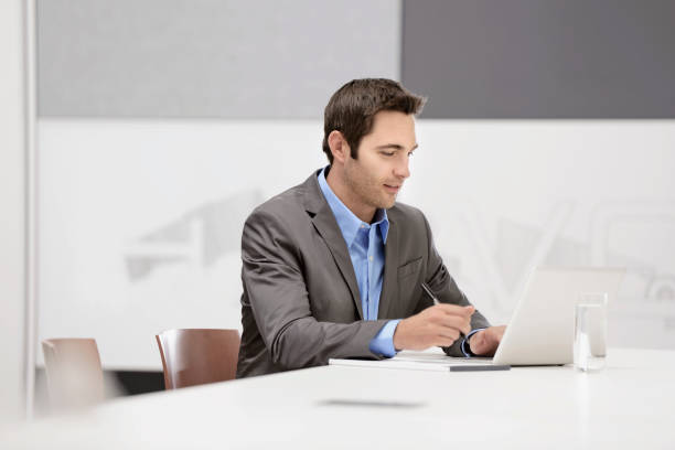 istock Male Business man working on laptop 174566368
