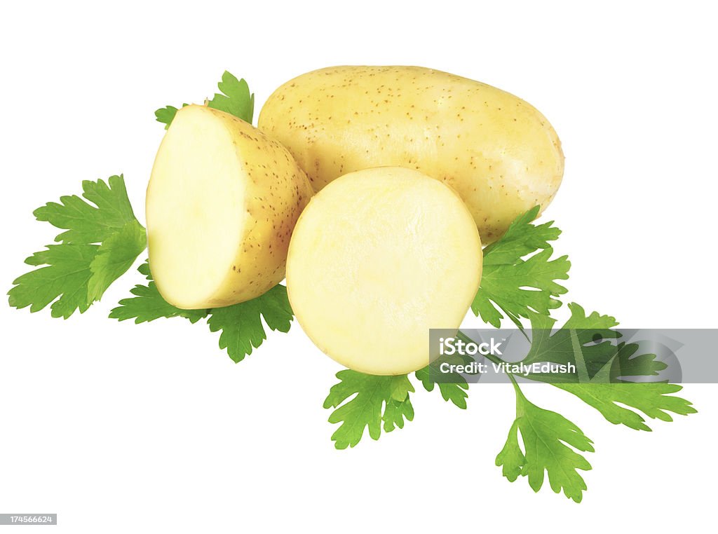 젊은 감자, 장식함 파슬리. 격리됨에 - 로열티 프리 금색 스톡 사진
