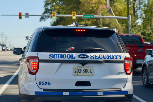 New York, NY, USA - July 4, 2022: A hybrid NYPD police car is seen parked on the streets in Long Island City in the New York City borough of Queens.