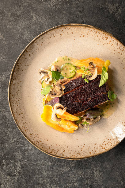 Hibiscus Grilled Salmon Plated on Table