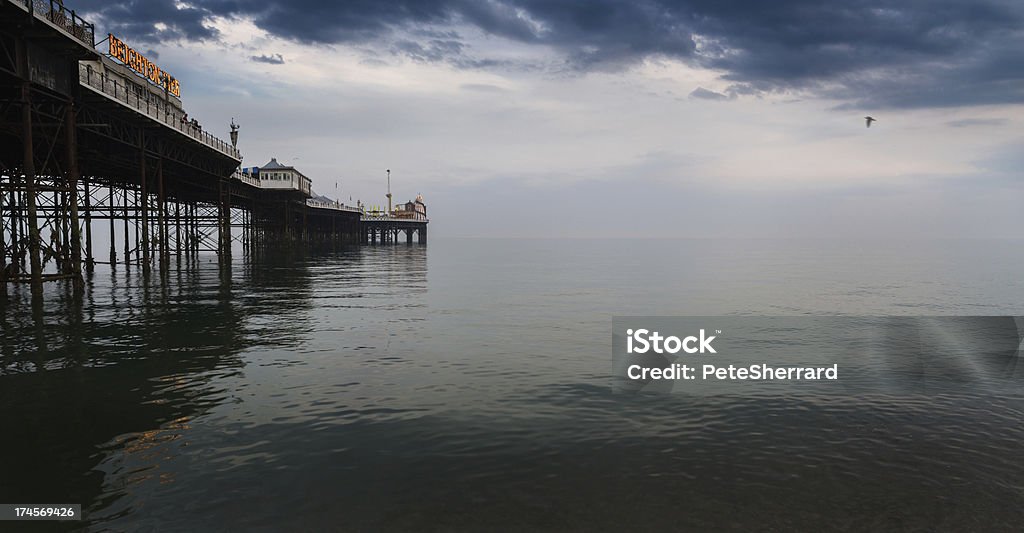 Brighton Pier Palace Pier, Brighton, after a storm. Amusement Arcade Stock Photo