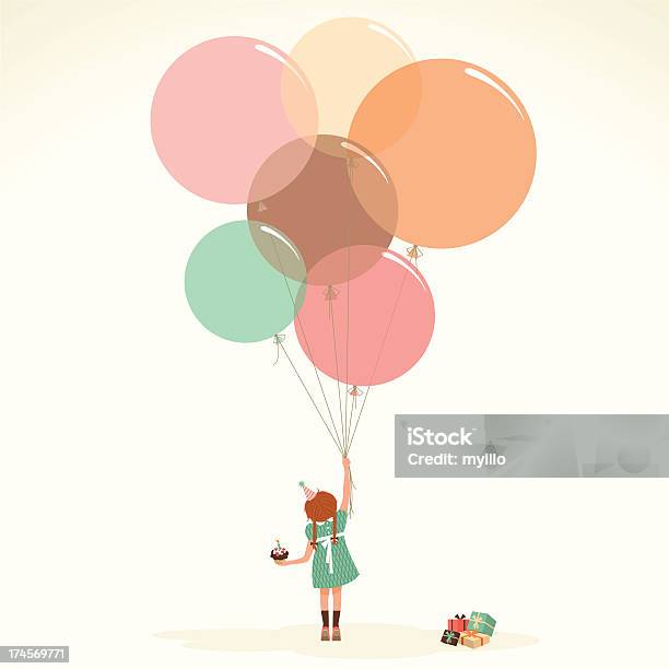 Happy Birthday Vintage Cupcake Present Party Illustration Vector Myillo Stock Illustration - Download Image Now