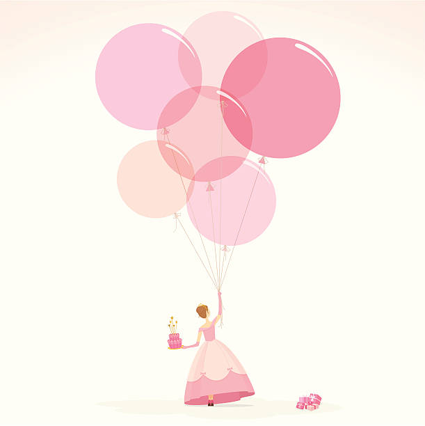 illustrazioni stock, clip art, cartoni animati e icone di tendenza di principessa rosa compleanno torta illustrazione vettoriale invito ragazza - cake old fashioned gift women