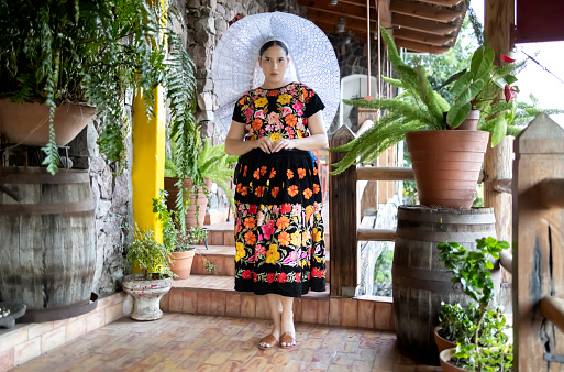 The tehuana costume is a regional Mexican costume. It corresponds to the women of the Zapotec ethnic group, who live in the Isthmus of Tehuantepec.