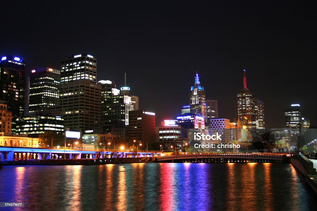 Vue de nuit de la ville de Melbourne - Photo de Affaires libre de droits