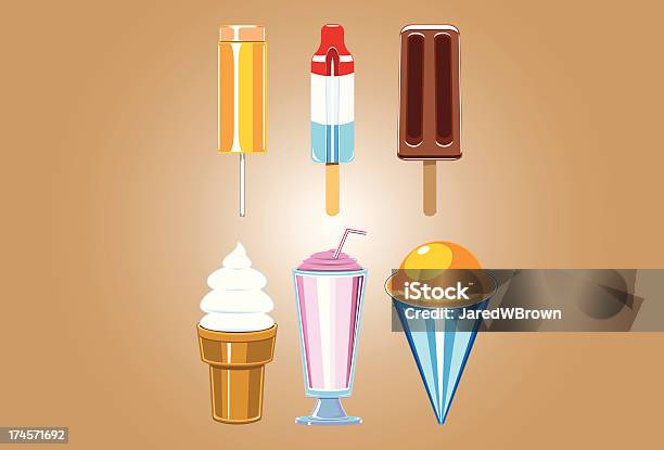 Frozen Dessert Treats Stock Illustration - Download Image Now - Snow Cone, Cold Temperature, Orange Sorbet