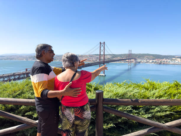 istock Elderly couple observes landscape from viewpoint 1745717722