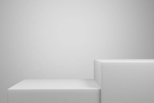istock Product display stand on white background.Abstract grey backdrop concept.Geometric platform show cosmetic product.Podium on white background.Stage showcase.Minimal mockup 3D render 1745722937