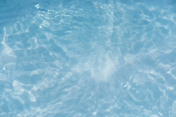 istock Defocus blurred transparent blue colored clear calm water surface texture with splashes reflection. Trendy abstract nature background. Water waves in sunlight with copy space. Blue watercolor shine. 1745755058