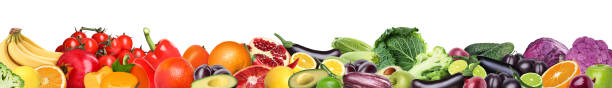 istock Many different fresh fruits and vegetables on white background. Banner design 1745766309