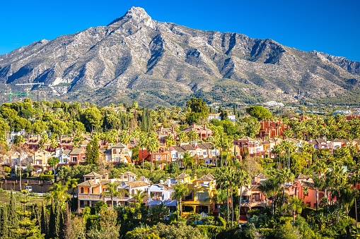 Colorful villas in Marbella view, Andalusia in southern Spain