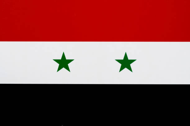 Close up of Syrian flag.