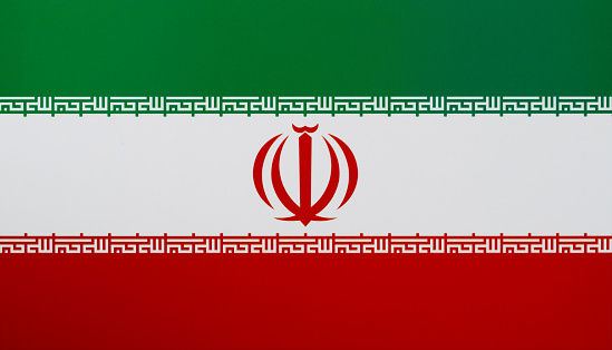 Close up of Iranian flag.