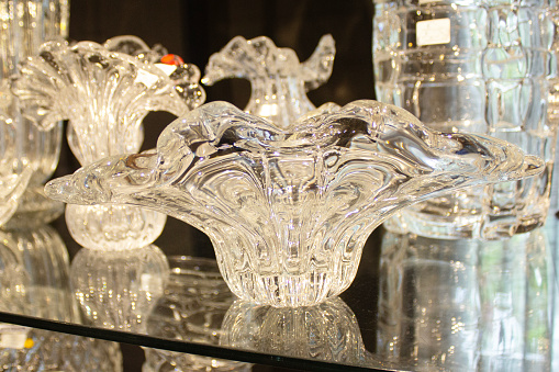 Murano crystal glass vases. Murano is a handcrafted and expensive glass made in Italy.