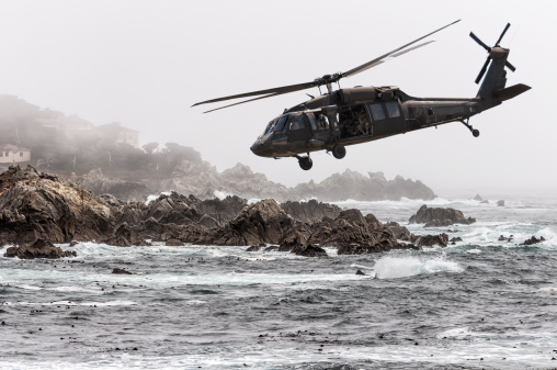 Tokyo, Japan - November 07, 2021:Naval Jack of German Navy and Westland Sea Lynx Mk.88A anti-submarine helicopter.