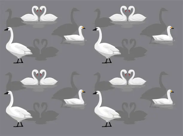 Vector illustration of Bird US Swan Set Cartoon Seamless Wallpaper Background