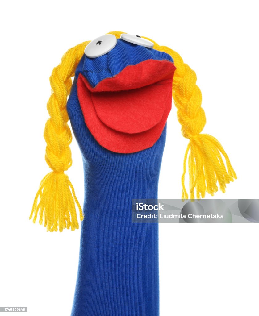 Puppet With Corn Rows Funny Sock Puppet With Braids Isolated On White Stock Photo - Download ...