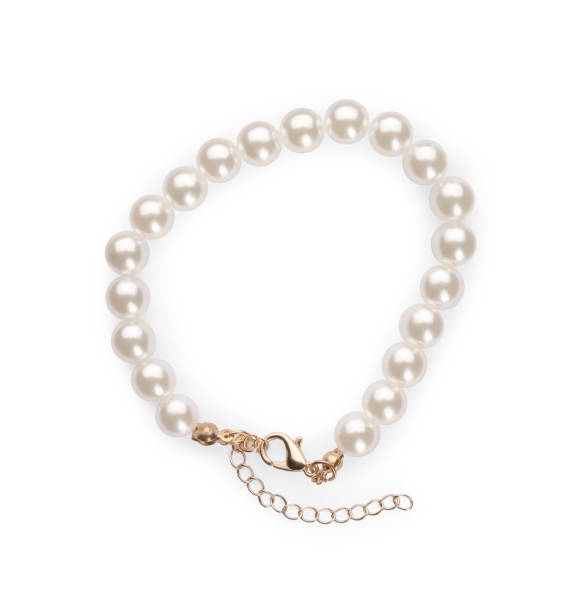 istock Elegant pearl bracelet isolated on white, top view 1745831453
