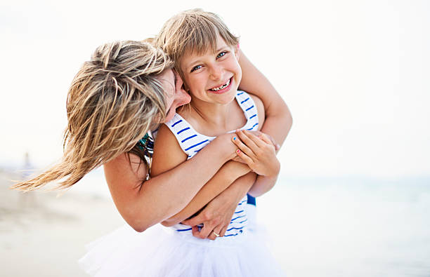 istock Mother and daughter hugging on the beach 174583204