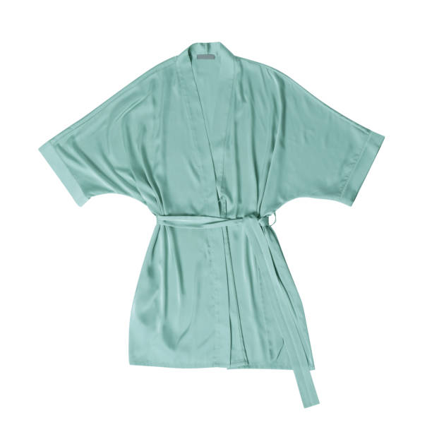Pale green silk bathrobe isolated on white