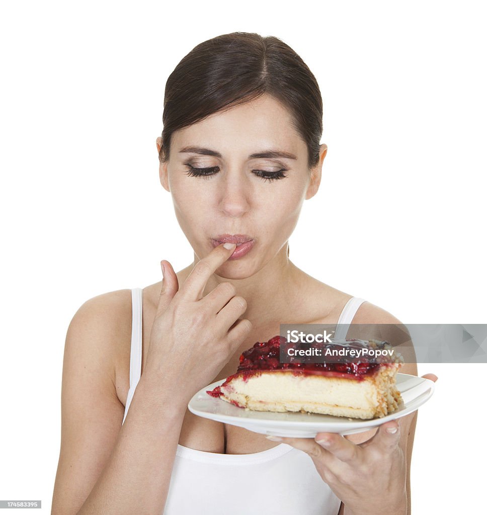 Mujer joven deliciosa torta - Foto de stock de Adulto libre de derechos