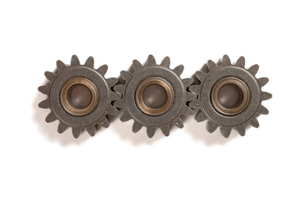 top view gears on a white background