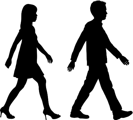 People walking silhouettes.