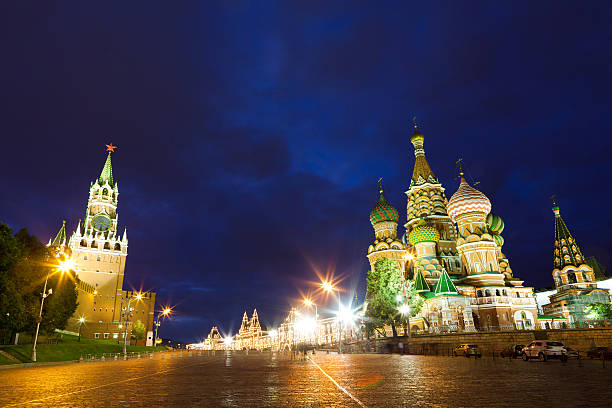 St. Bashil's Cathedral and Kremlin stock photo