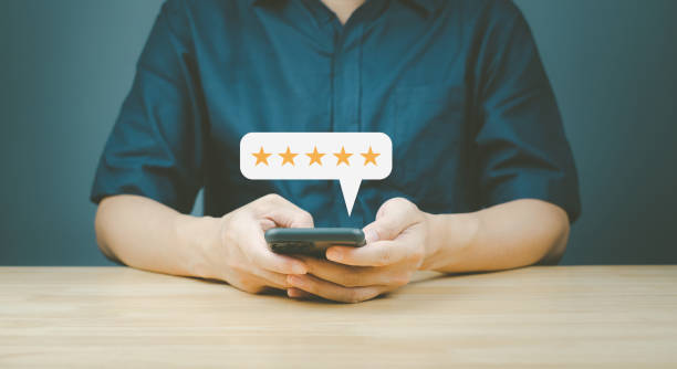 istock service above expectation with pop-up five-star icon for satisfaction check service 1745918522