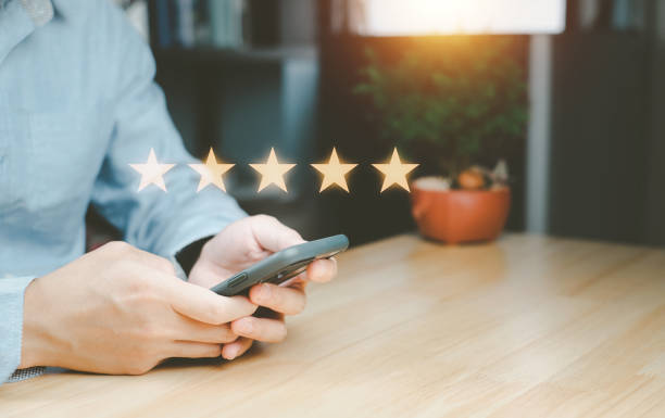 istock service above expectation with pop-up five-star icon for satisfaction check service 1745921222