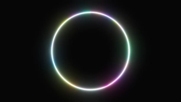 istock 3D Illustration.Neon circle on black background. Colorful glowing neon material. 1745959863