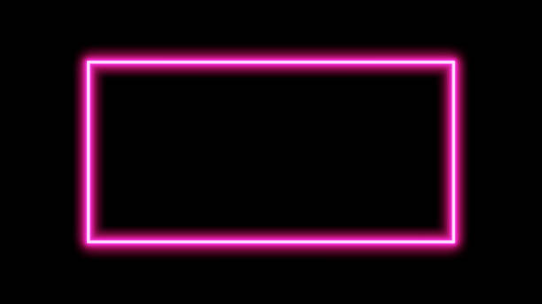 istock 3D Illustration.Neon squares on black background. Neon material glowing pink. 1745959865