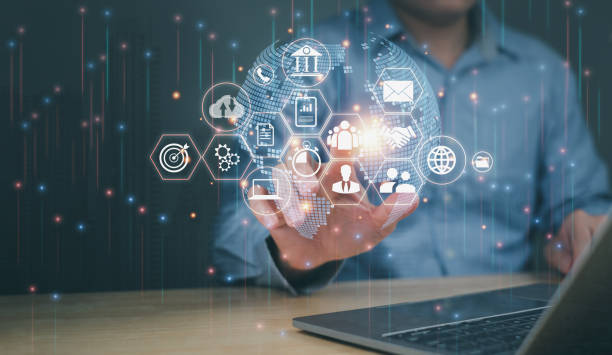 istock Network technology Management of communications, relationships, exchange of transactional information 1745992436