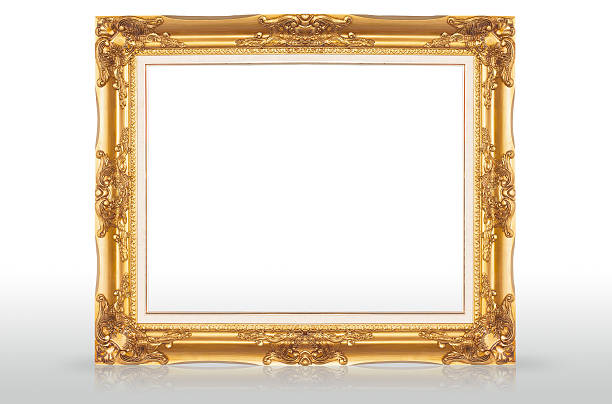 istock Golden Picture Frame with reflection on floor 174600053