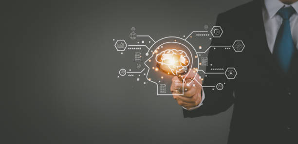 istock Searching for learning ideas man holding magnifying glass searching course of study touch icon showing internet online education 1746003522