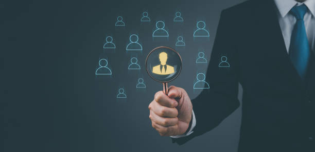 istock human resources virtual icon or HRM, magnifying glass focus on manager icon 1746006301